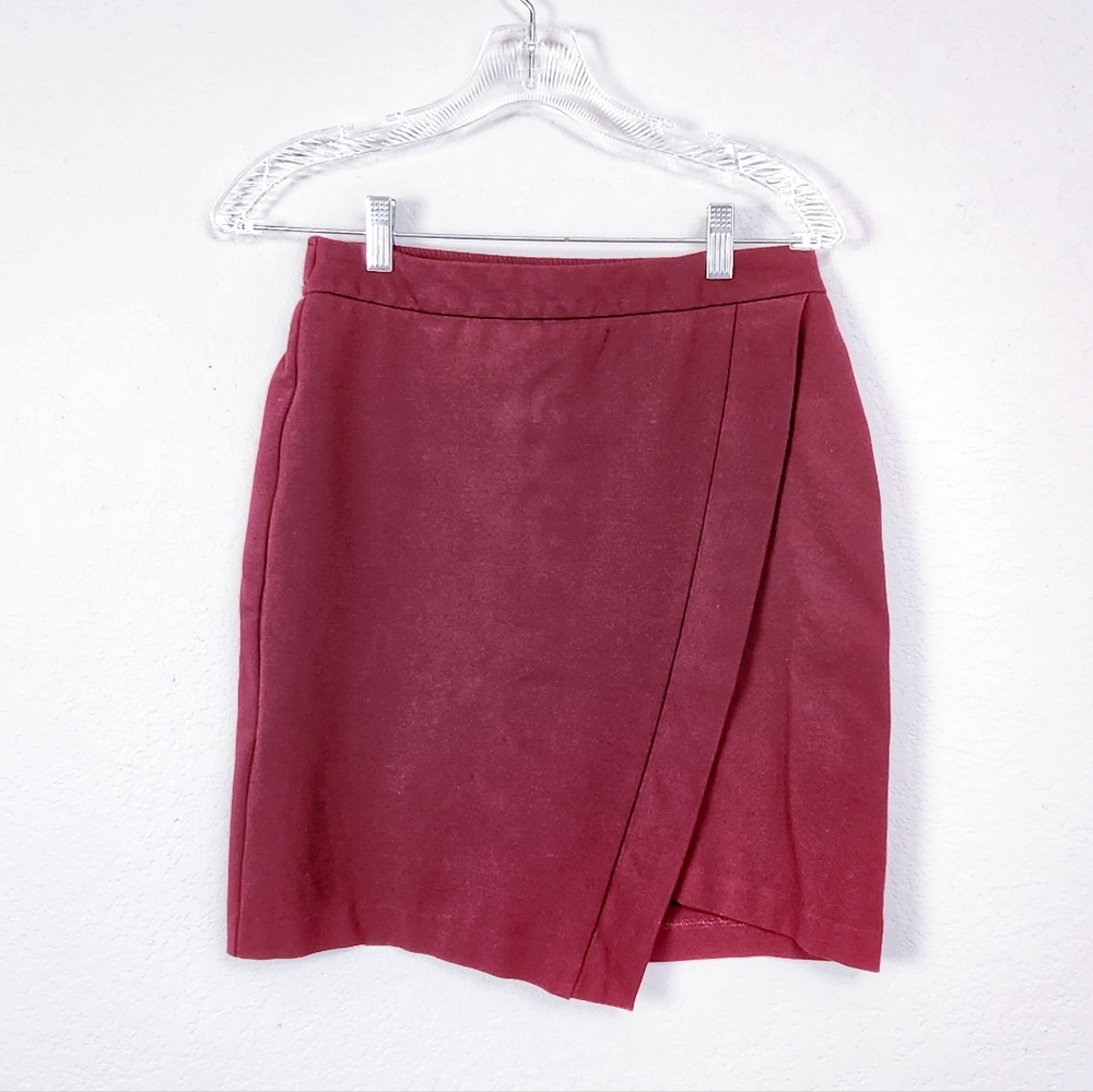 Skies are Blue, Faux Wrap Plum Mini Anthropologie Skirt Small